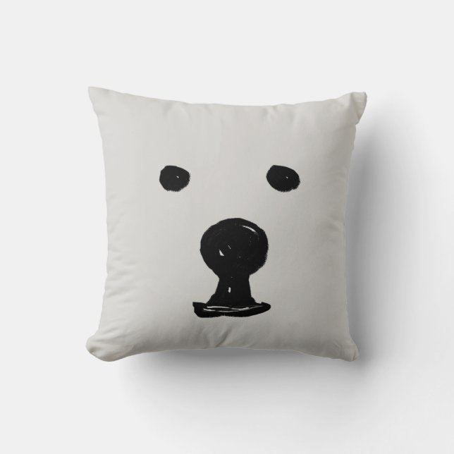 Almofada de desenho de rosto de urso fofo minimali (Frente)