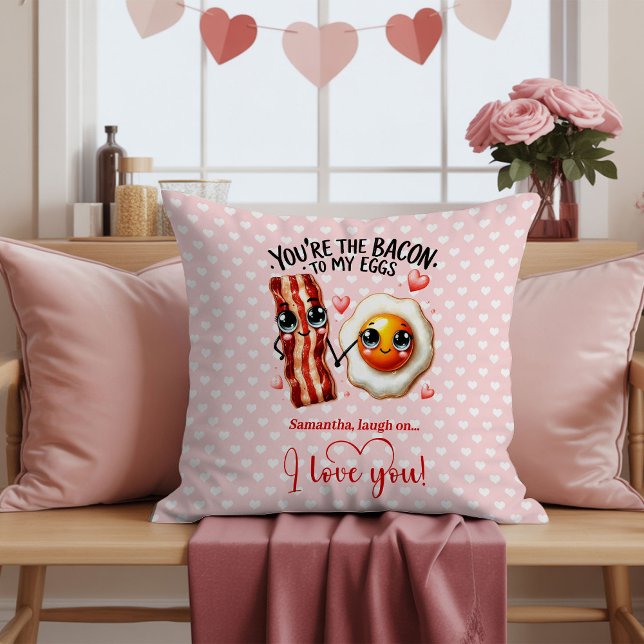 Almofada de Dia dos Namorados com Nome Personaliza (Custom Name Valentine Pillow with Funny Food)