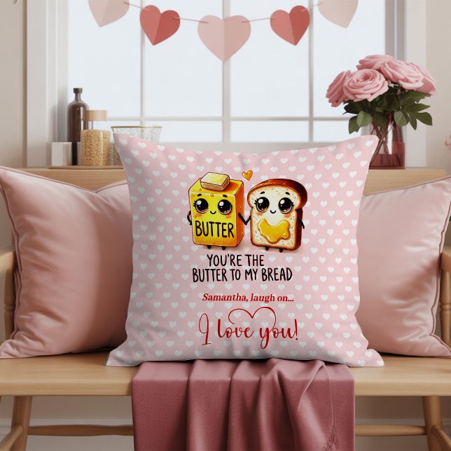 Almofada de Dia dos Namorados com Nome Personaliza (Custom Name Funny Food Valentine Pillow)