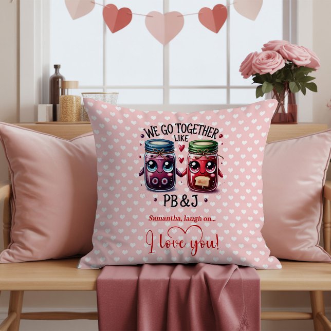 Almofada de Dia dos Namorados com Nome Personaliza (Custom Name Valentine Pillow Cute Food Art)