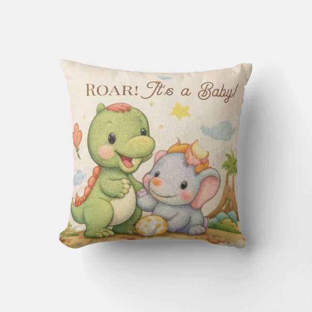 almofada de dinossauro bebê | decoração de berçári (Frente)
