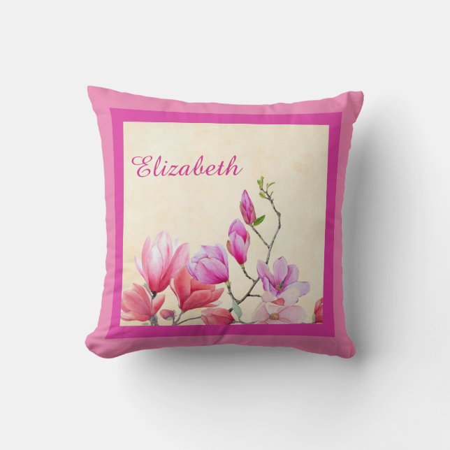 Almofada de Espalhamento de Magnólia Rosa (Frente)
