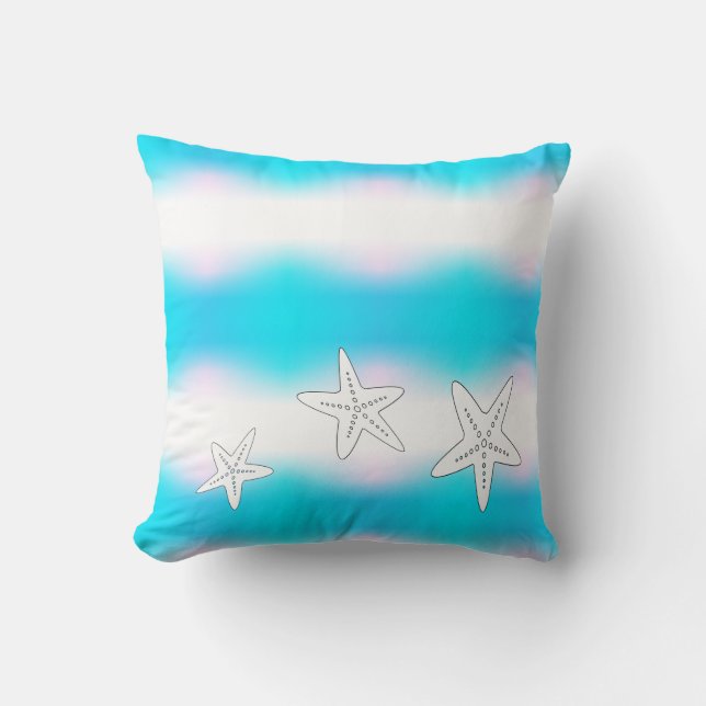 Almofada de Estrela-do-Mar Peixe Azul Turquesa Est (Frente)