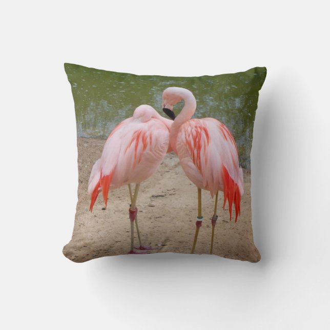 almofada de flamingo rosa (Frente)