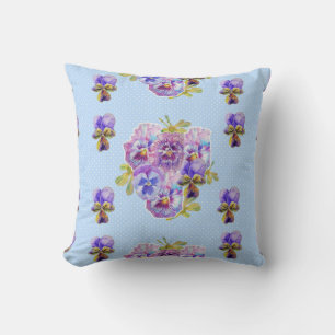 Almofada de flores com padrão floral azul Shabby C