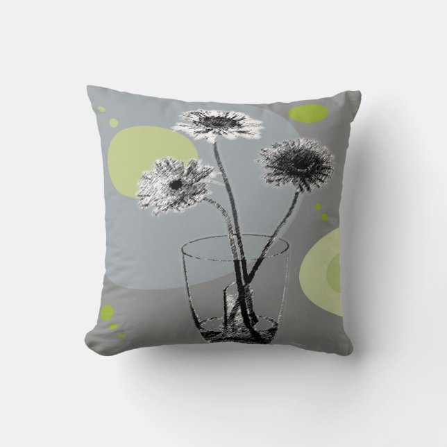 Almofada de Flores de Copo de Água – Arte Pop Past (Frente)