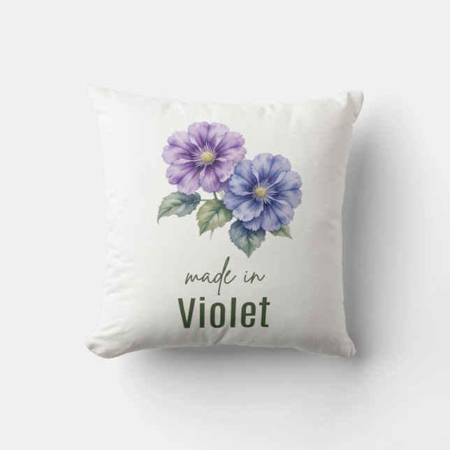 Almofada de Flores de Nascimento Violeta de Fevere (Frente)
