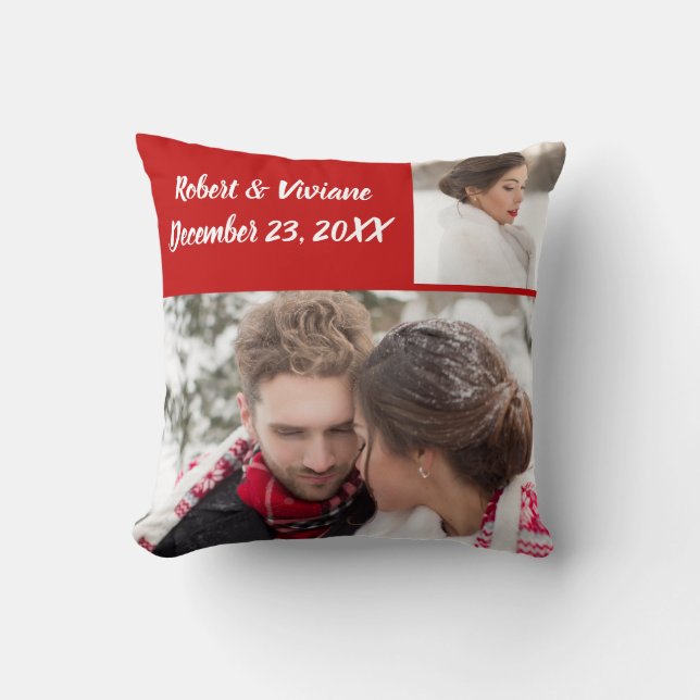 Almofada de foto de casamento facilmente personali (Frente)