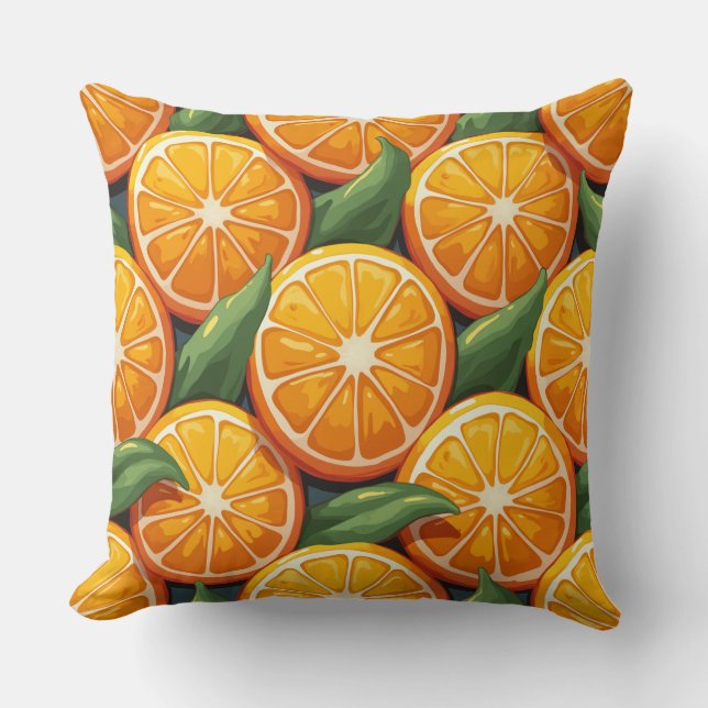 Almofada de fruta laranja (Frente)