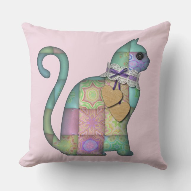 almofada de gato em patchwork (Frente)
