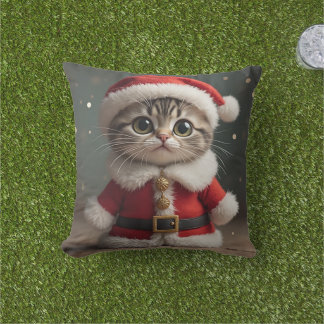 Almofada de gato Papai noel de Natal