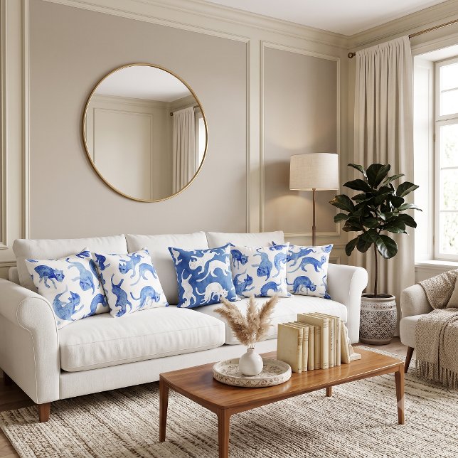 Almofada de Gatos Flutuantes Ming 50cm - Design B (Like a classic porcelain puzzle,
the cats float on your sofa.)
