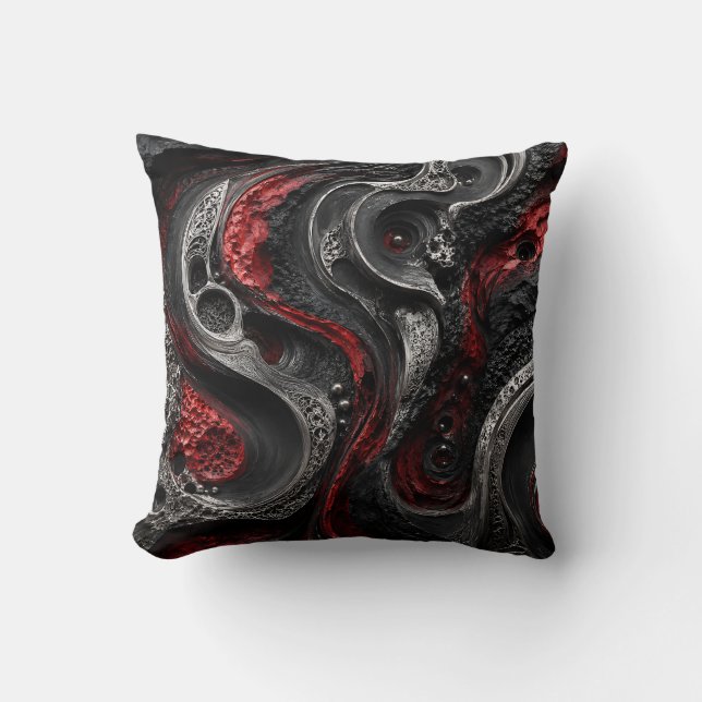 Almofada de Geodo Abstrato Vermelho e Preto - Mode (Frente)