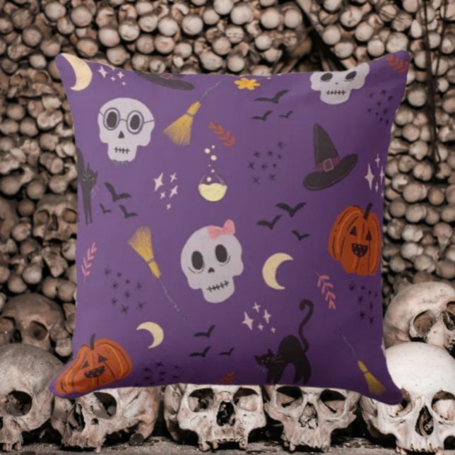 Almofada de Halloween - Caveiras, Abóboras, Gatos (Criador carregado)