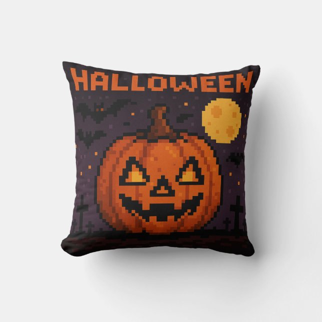 almofada de Halloween de arte pixel (Frente)
