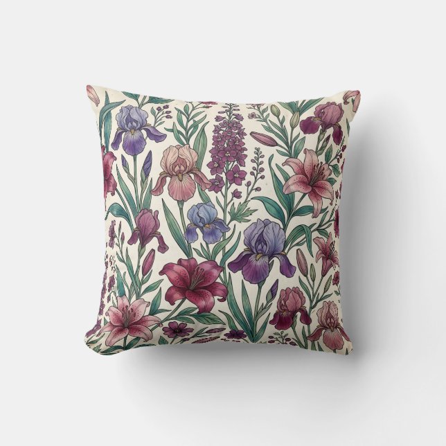 Almofada de Irises Boho Linework (Frente)
