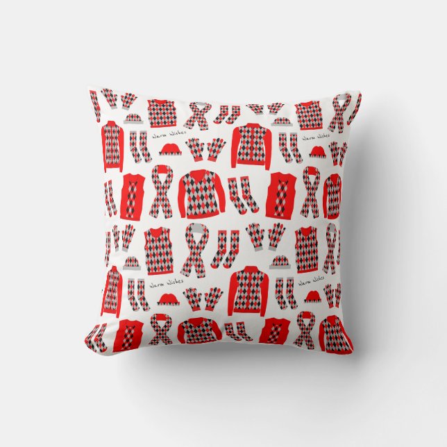 Almofada de Itens com Padrão Argyle Vermelho (Frente)