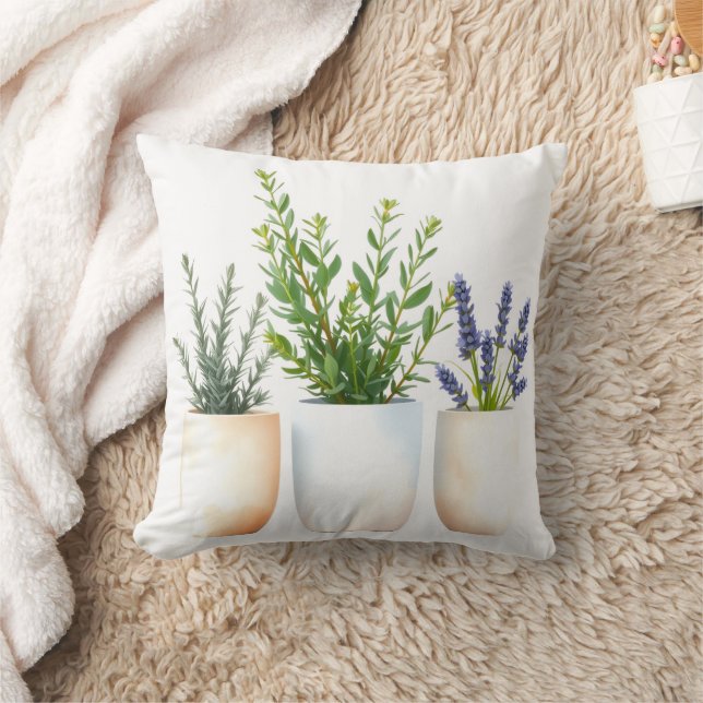Almofada de Jardim de Ervas Primavera em Aquarela (Cobertor)