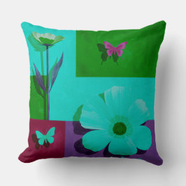 Almofada de Jardim Floral Turquesa Moderna