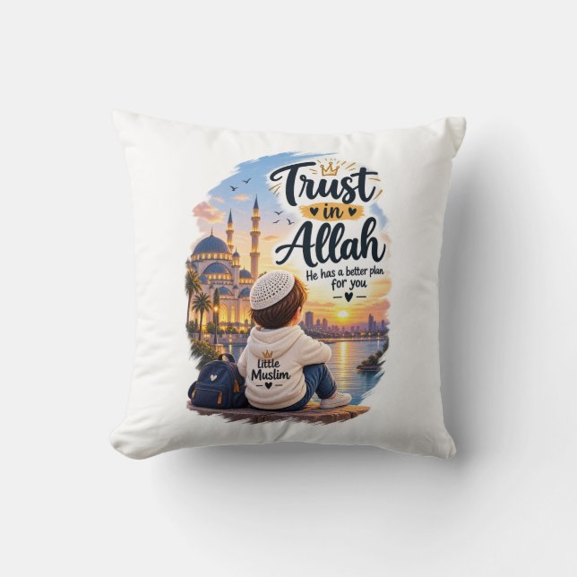 Almofada de Lançar Confie em Alá - Decoração Islâ (Frente)