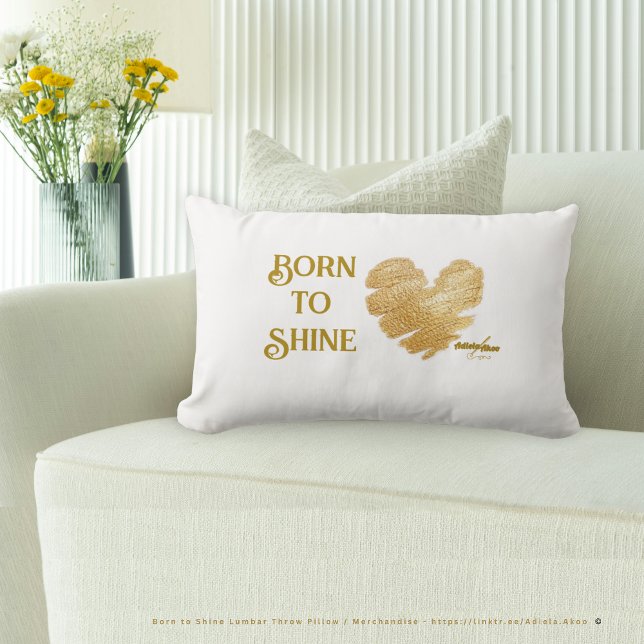 Almofada de Lançar Nasceu para Brilhar Branco (Born to Shine Pillow designd by Poet Adiela Akoo. Pair it with the pretty pouf, drawer knobs & more!)