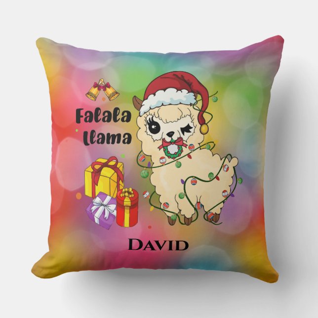 Almofada de Lança Llama de Natal (Frente)