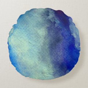 Almofada de lança redonda azul-aquarela