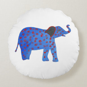 Almofada de lança redonda com desenho de elefante