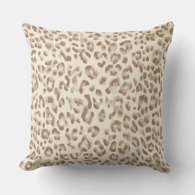 Almofada de lançamento com estampa de leopardo beg (Frente)