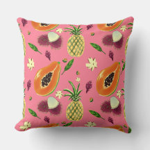 Almofada de lançamento com padrão de frutas tropic
