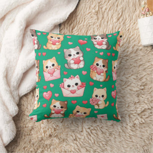 Almofada de lançamento com padrão de gato Kawaii d