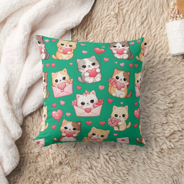 Almofada de lançamento com padrão de gato Kawaii d (Cobertor)