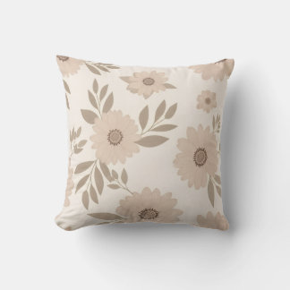 Almofada de lançamento com padrão floral bege suav