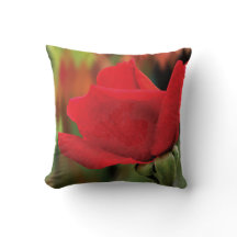 Almofada de Lançamento de Algodão com Rosa Vermelh