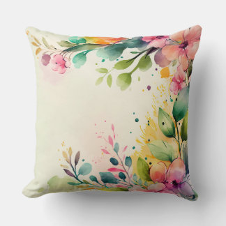 Almofada de lançamento de aquarela floral