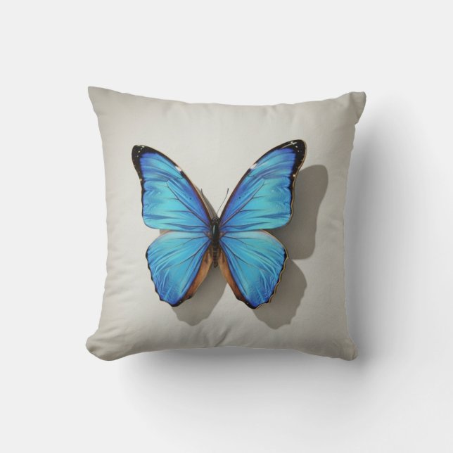 Almofada de lançamento de borboleta azul decoração (Frente)