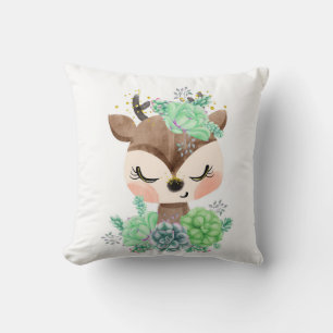 Almofada de lançamento de cervo de aquarela com su