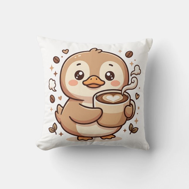 Almofada de lançamento de coração de latte de pato (Frente)