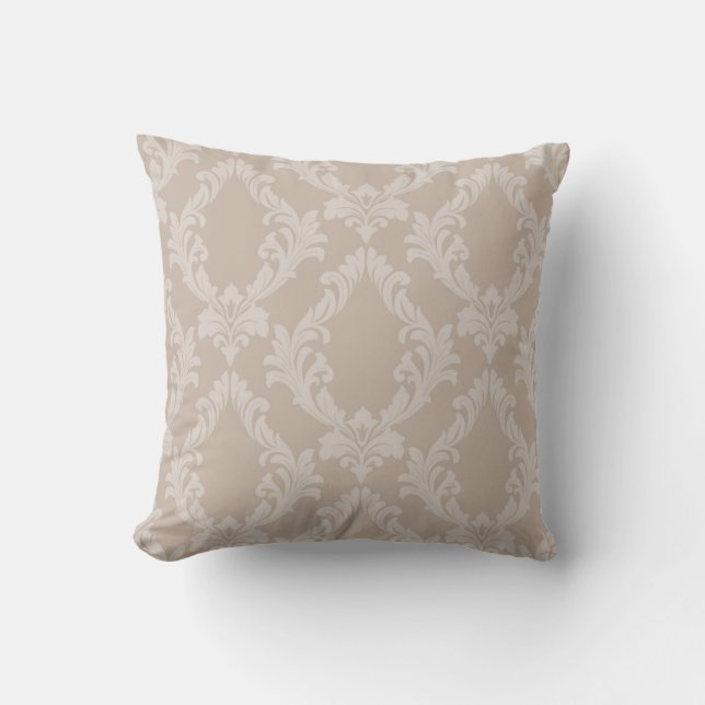 Almofada de lançamento de damasco de Taupe elegant (Frente)