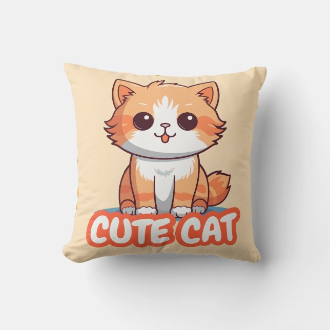 Almofada de lançamento de desenho animado de gato  (Frente)