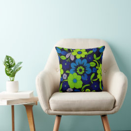 Almofada de lançamento de flor azul e verde