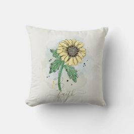 Almofada de lançamento de flor de aquarela amarela