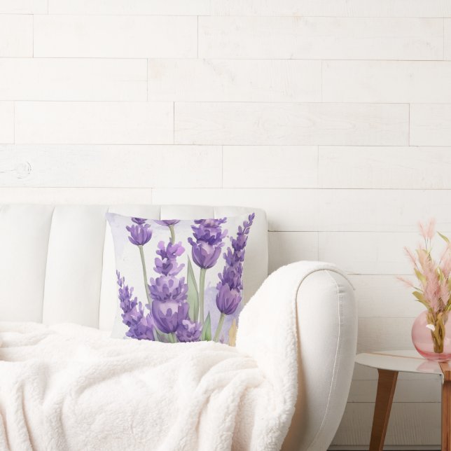 Almofada de lançamento de flor de lavanda | Floral (Sofá)
