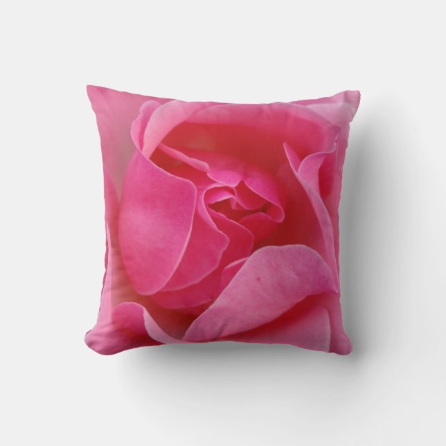 Almofada de lançamento de flor de rosa rosa (Frente)