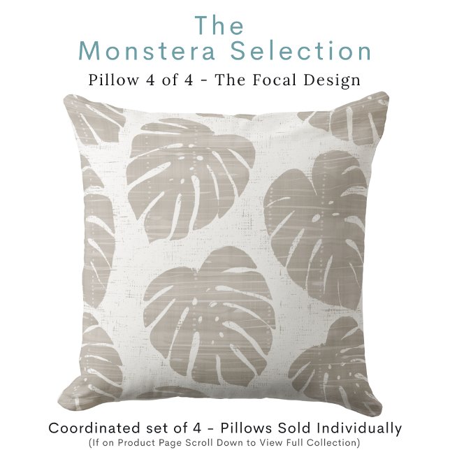 Almofada de lançamento de folhas de Monstera (Supplies the recognizable coastal personality and becomes the hero of the arrangement.)