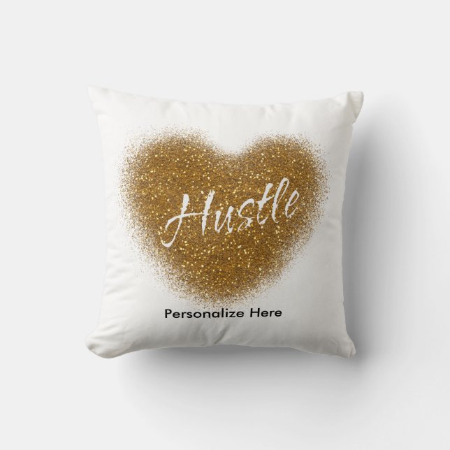 Almofada de lançamento de glamour de coração HUSTL (Frente)