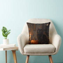 Almofada de lançamento de Halloween de gato preto 
