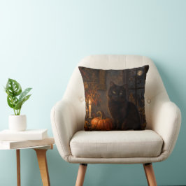 Almofada de lançamento de Halloween de gato preto