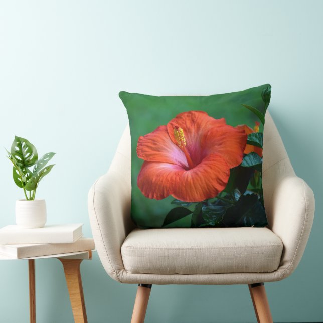 Almofada de lançamento de hibisco laranja (Cadeira)