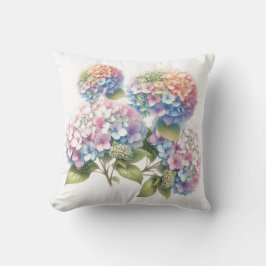 Almofada de lançamento de hortênsias em aquarela p
